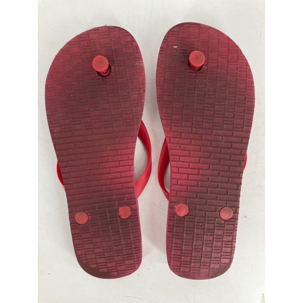 Tory Burch Flip Flops Womens Red White Excellent Floral Logo Medallion Sandals 6 - Picture 6 of 8